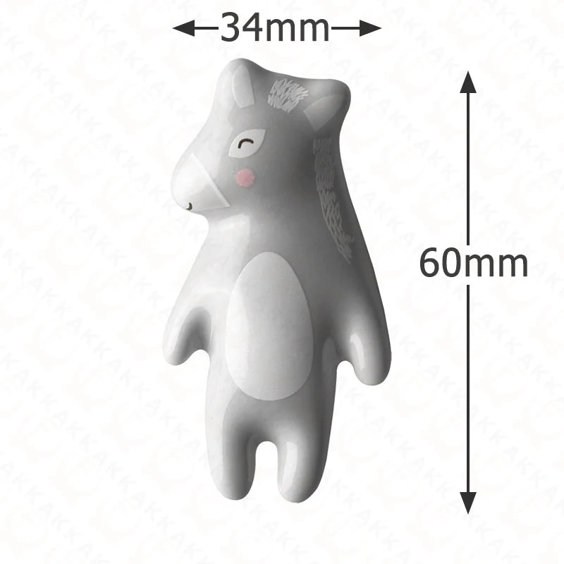 Pomo infantil de cerámica con forma de animal para cómoda y armario – panda, león, koala, zorro u oso