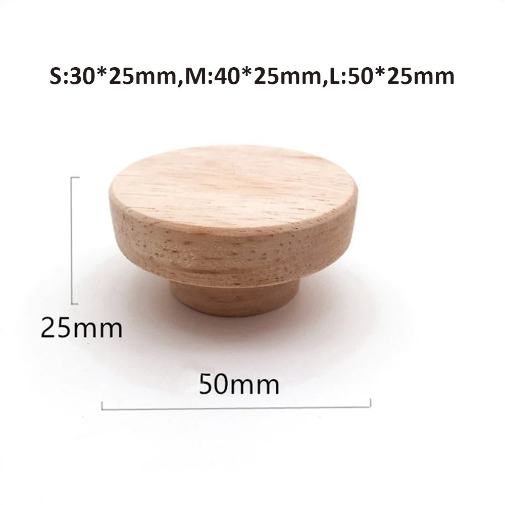 Pomos de madera de roble para muebles y cajones – pack de 4 a 12 – Ø 30, 35, 40 o 50 mm