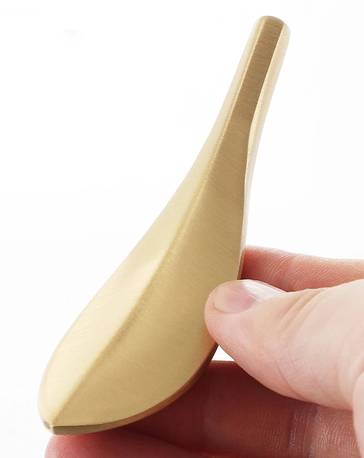 Tirador dorado hoja de latón macizo para muebles y cajones – dorado cepillado – 1 o 2 unidades