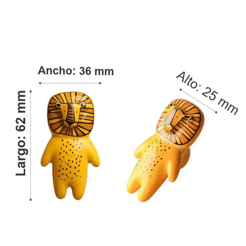 Pomo infantil de cerámica con forma de animal para cómoda y armario – panda, león, koala, zorro u oso