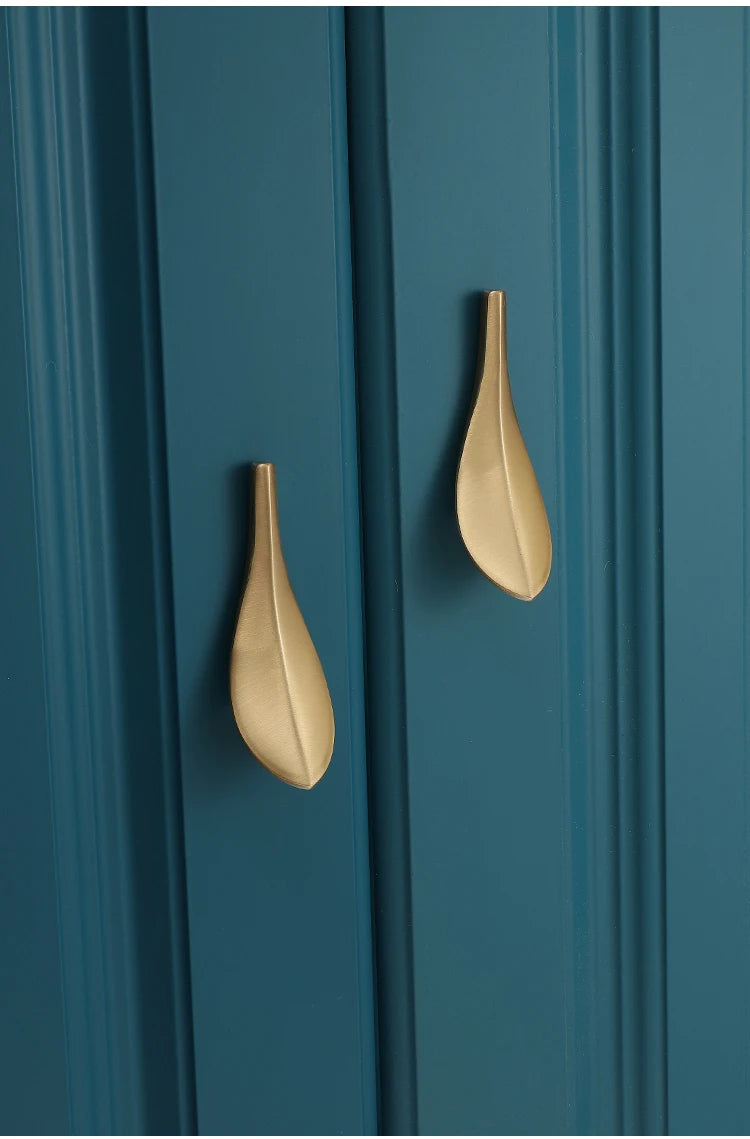 Tirador dorado hoja de latón macizo para muebles y cajones – dorado cepillado – 1 o 2 unidades