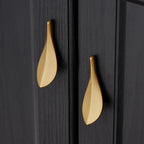Tirador dorado hoja de latón macizo para muebles y cajones – dorado cepillado – 1 o 2 unidades