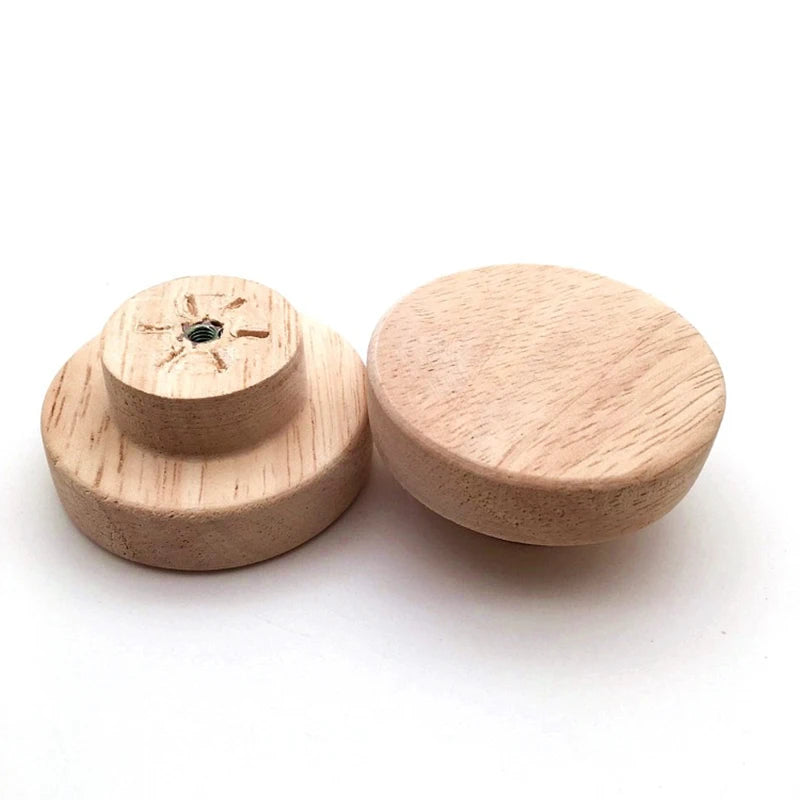 Pomos de madera de roble para muebles y cajones – pack de 4 a 12 – Ø 30, 35, 40 o 50 mm