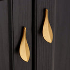Tirador dorado hoja de latón macizo para muebles y cajones – dorado cepillado – 1 o 2 unidades