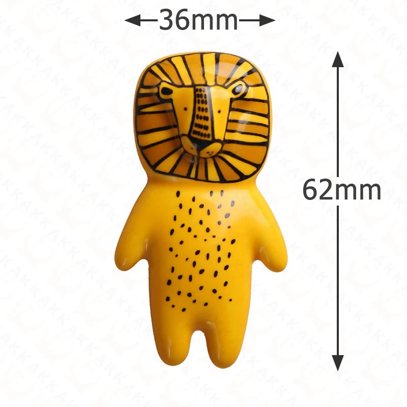 Pomo infantil de cerámica con forma de animal para cómoda y armario – panda, león, koala, zorro u oso