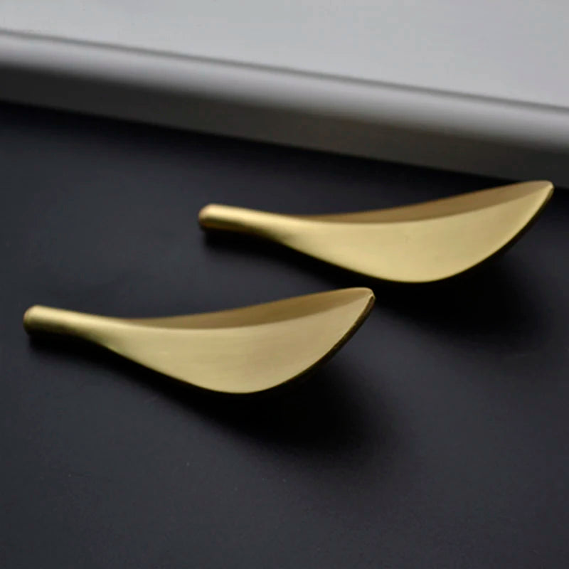 Tirador dorado hoja de latón macizo para muebles y cajones – dorado cepillado – 1 o 2 unidades