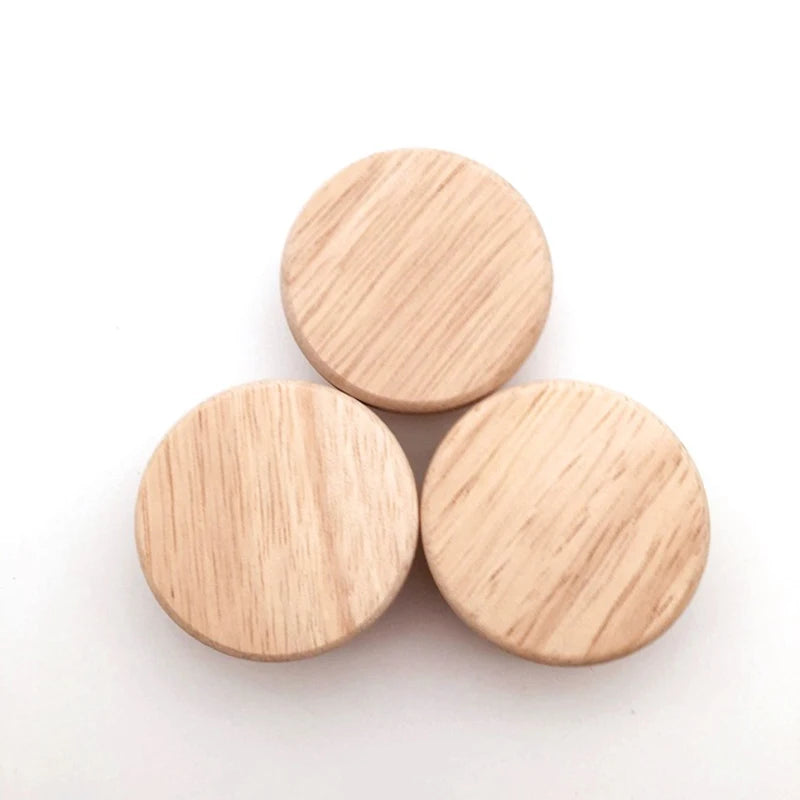 Pomos de madera de roble para muebles y cajones – pack de 4 a 12 – Ø 30, 35, 40 o 50 mm