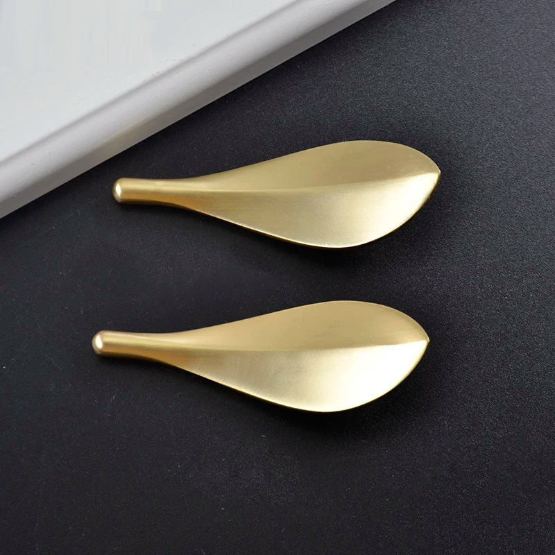Tirador dorado hoja de latón macizo para muebles y cajones – dorado cepillado – 1 o 2 unidades