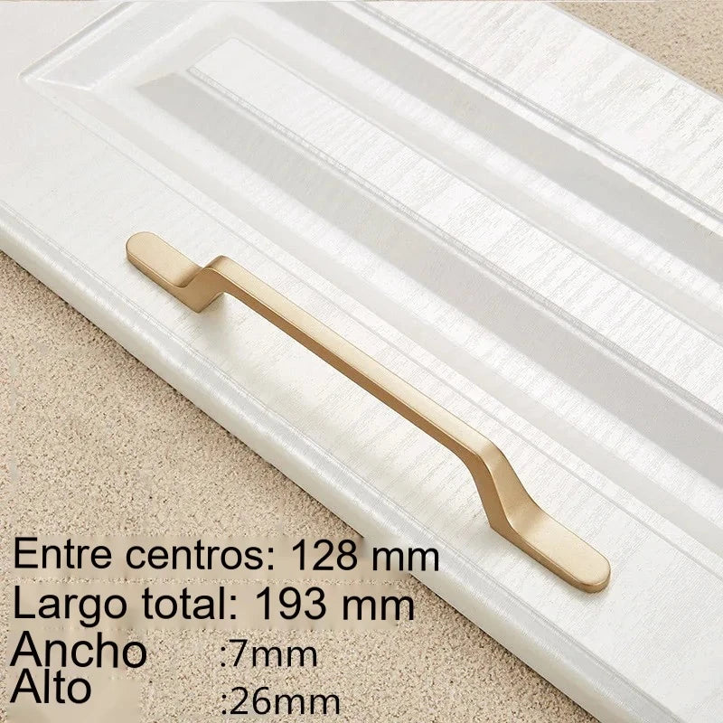 Tirador dorado para cocina y armario – acabado dorado arena – zamak – 3 diseños – pomo a 320 mm