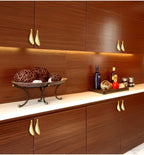 Tirador dorado hoja de latón macizo para muebles y cajones – dorado cepillado – 1 o 2 unidades