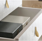 Tirador dorado hoja de latón macizo para muebles y cajones – dorado cepillado – 1 o 2 unidades