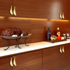 Tirador dorado hoja de latón macizo para muebles y cajones – dorado cepillado – 1 o 2 unidades