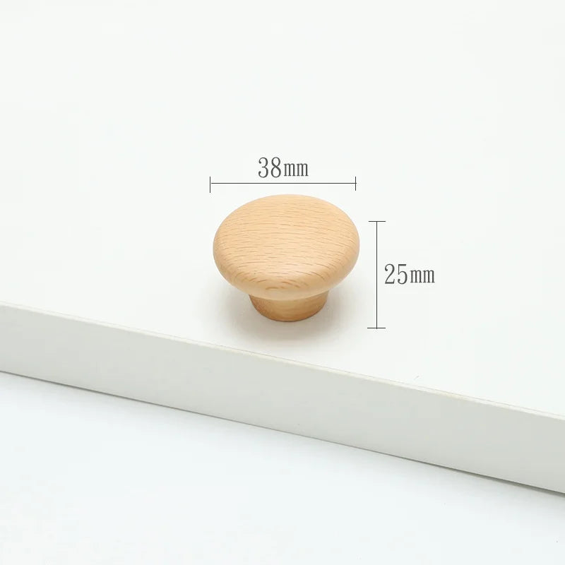 Pomo de madera maciza para muebles y cajones – hexagonal, redondo, cuadrado o seta – haya o nogal