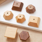 Pomo de madera maciza para muebles y cajones – hexagonal, redondo, cuadrado o seta – haya o nogal