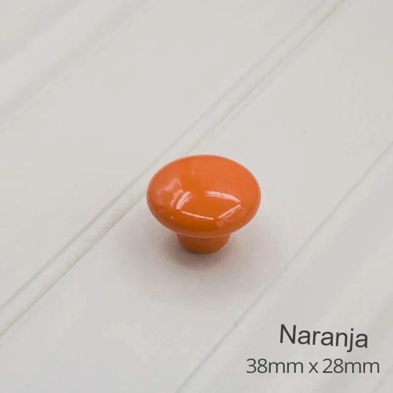 Pomo infantil de cerámica de colores para cómoda, armario y cajones – Ø 32 o 38 mm