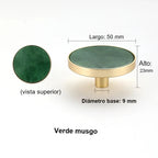 Pomo dorado redondo para muebles y armarios – incrustación efecto piedra y nácar – 10 acabados – 32 o 50 mm