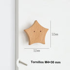 Pomo infantil de madera para cómoda y armario de bebé – animales, nubes, estrellas y lunas – haya