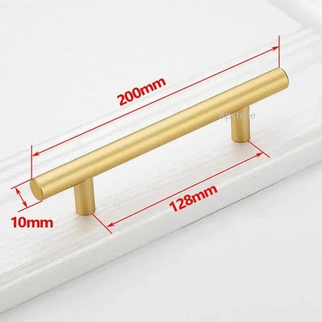 Tirador de cocina en T negro mate o dorado – acero inoxidable – para muebles y armarios – 64 a 320 mm