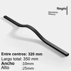 Tirador largo ondulado para armarios y cocina – negro, dorado o gris – aluminio – 160 a 384 mm