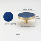 Pomo dorado redondo para muebles y armarios – incrustación efecto piedra y nácar – 10 acabados – 32 o 50 mm