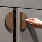 Tirador de madera maciza media luna para muebles y cajones – haya o nogal – 80 a 200 mm