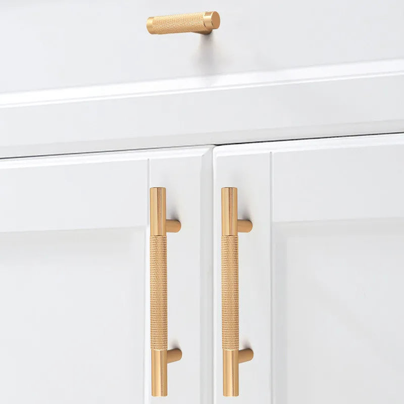 Tirador de cocina dorado champán moleteado – aluminio – para muebles y armarios – pomo, 96 a 192 mm