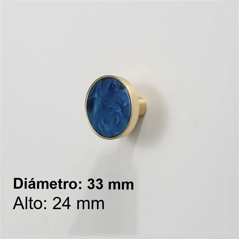 Pomo y tirador dorado efecto mármol para muebles y cajones – rosa, verde, azul o blanco