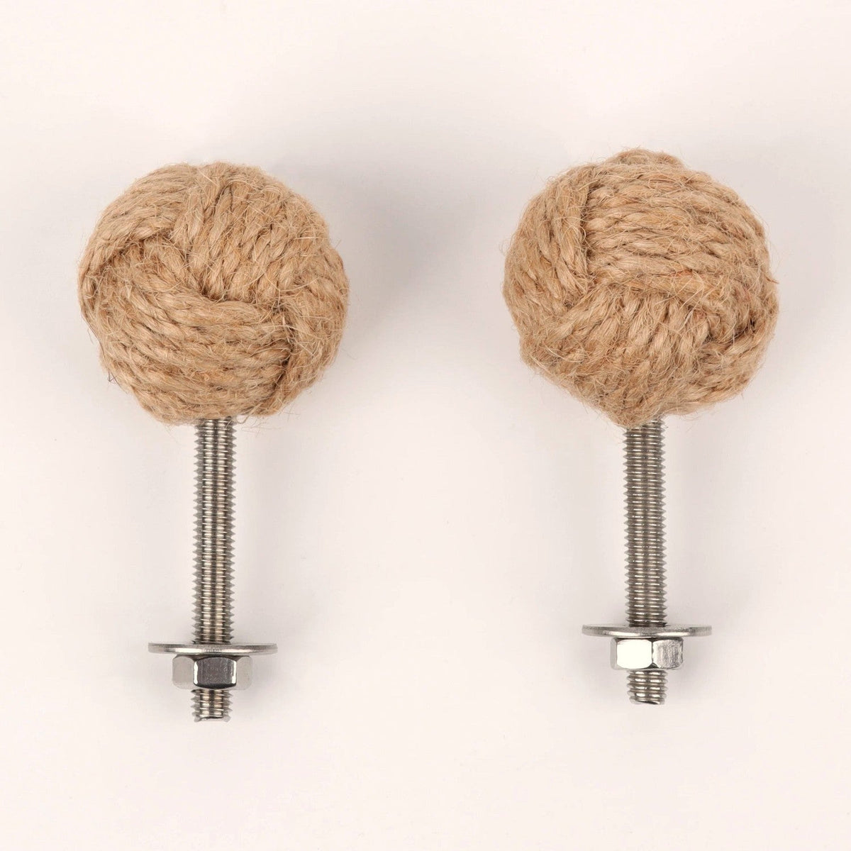 Pomo de cuerda náutica para muebles y cajones – tejido a mano – natural, crudo o negro – pack de 2 o 6