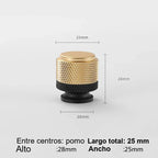 Tirador de cocina moleteado dorado y negro – aluminio – para muebles y armarios – pomo, 96, 128 o 256 mm