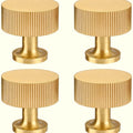Pomo dorado retro estriado para muebles y cajones – metal acabado latón – 1 o 4 unidades