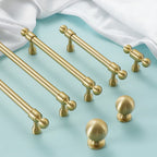 Tirador dorado de latón macizo para cocina y armario – remates de bola – dorado cepillado – pomo a 320 mm