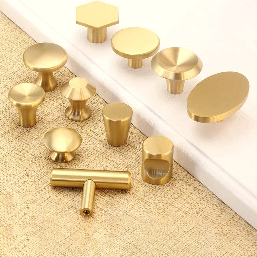 Pomo dorado de latón macizo para muebles y cajones – estilo nórdico – 22 formas