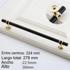 Tirador negro para cocina y armario con anillas doradas o cromadas – zamak – pomo a 320 mm