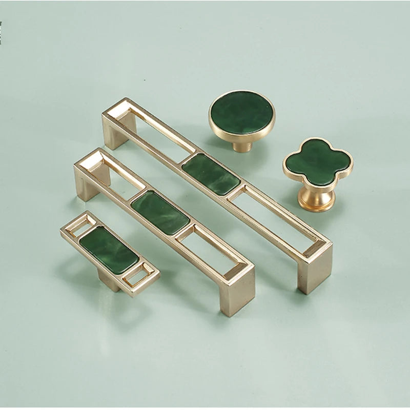 Pomo y tirador dorado efecto mármol para muebles y cajones – rosa, verde, azul o blanco