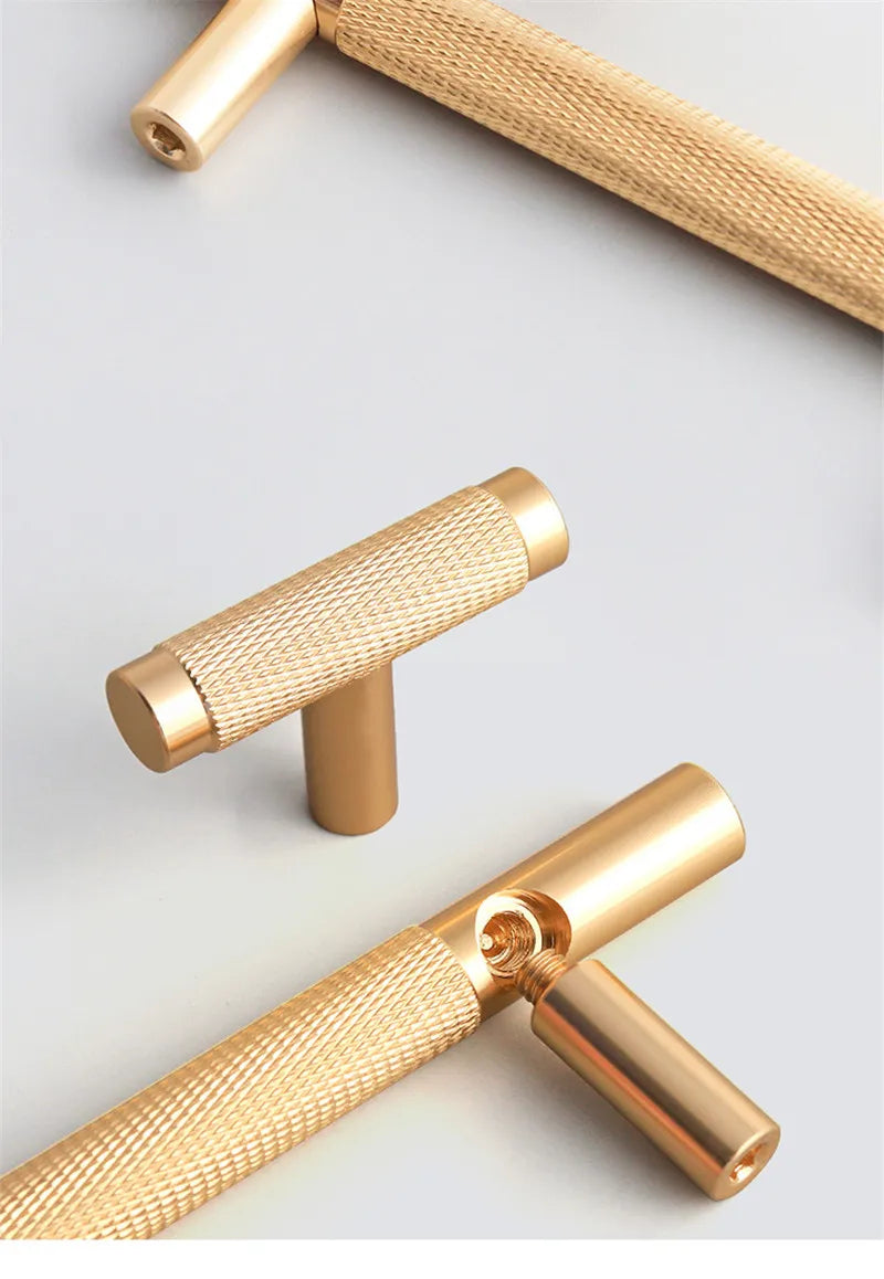 Tirador de cocina dorado champán moleteado – aluminio – para muebles y armarios – pomo, 96 a 192 mm