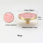 Pomo dorado redondo para muebles y armarios – incrustación efecto piedra y nácar – 10 acabados – 32 o 50 mm