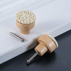 Pomo de madera y ratán para muebles y cajones – tejido a mano – pack de 2 – Ø 30 a 45 mm