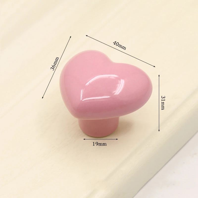 Pomo infantil corazón de cerámica para cómoda y armario – 12 colores