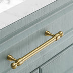 Tirador dorado de latón macizo para cocina y armario – remates de bola – dorado cepillado – pomo a 320 mm