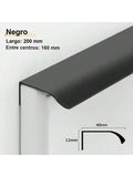 Pack 5 tiradores negros de canto para cocina y armario – perfil fino de aluminio – 80 a 600 mm