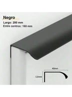 Pack 5 tiradores negros de canto para cocina y armario – perfil fino de aluminio – 80 a 600 mm