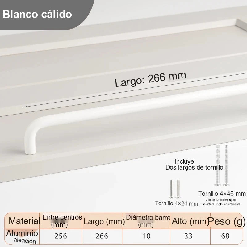 Tirador infantil de colores pastel para armario y cómoda – en U de aluminio – 96 a 320 mm