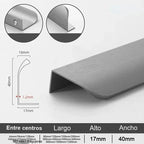 Tirador perfil oculto para cocina y armario – aluminio – 5 acabados – 80 a 500 mm de largo