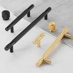 Tirador de cocina moleteado negro mate o dorado – aluminio – pomos y barras para muebles – 96 a 192 mm