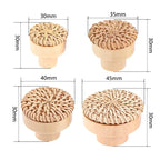 Pomo de madera y ratán para muebles y cajones – tejido a mano – pack de 2 – Ø 30 a 45 mm
