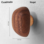 Pomo de madera de nogal macizo para muebles y cajones – forma de canto rodado – 4 formas
