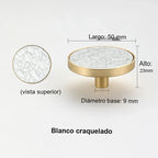 Pomo dorado redondo para muebles y armarios – incrustación efecto piedra y nácar – 10 acabados – 32 o 50 mm