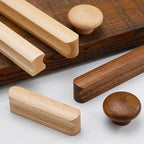 Tirador de madera maciza para muebles, cocina y cajones – haya o nogal – barra o puente – pomo a 192 mm