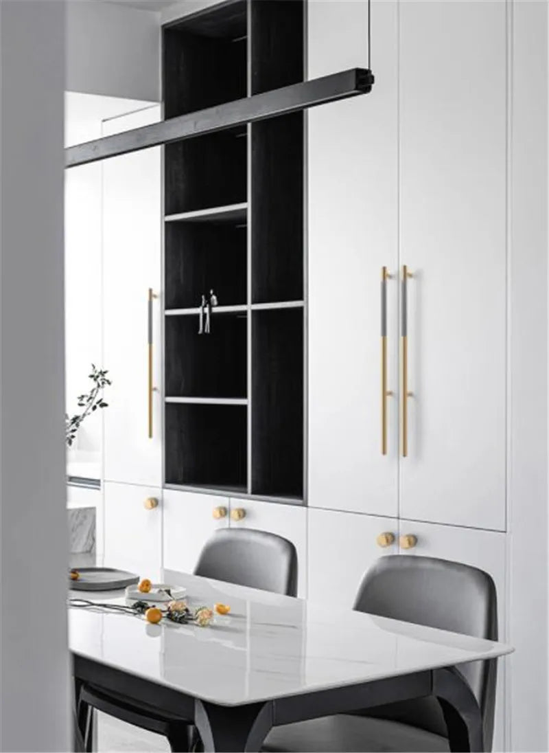 Tirador de cocina moleteado dorado y negro – aluminio – para muebles y armarios – pomo, 96, 128 o 256 mm