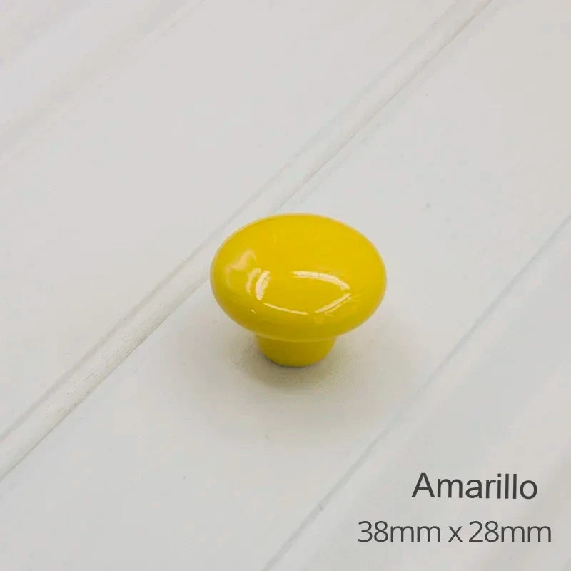 Pomo infantil de cerámica de colores para cómoda, armario y cajones – Ø 32 o 38 mm